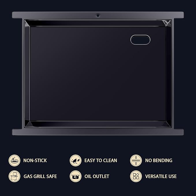 Utheer Nano-Ceramic Full Griddle for Ninja FlexFlame PG300,Professional-Grade Nonstick Full-Size Griddle Plate with Grease Drain,Rust-Resistant,BBQ Breakfast & Camping,Fit Ninja FlexFlame XSKFULGRIDLE