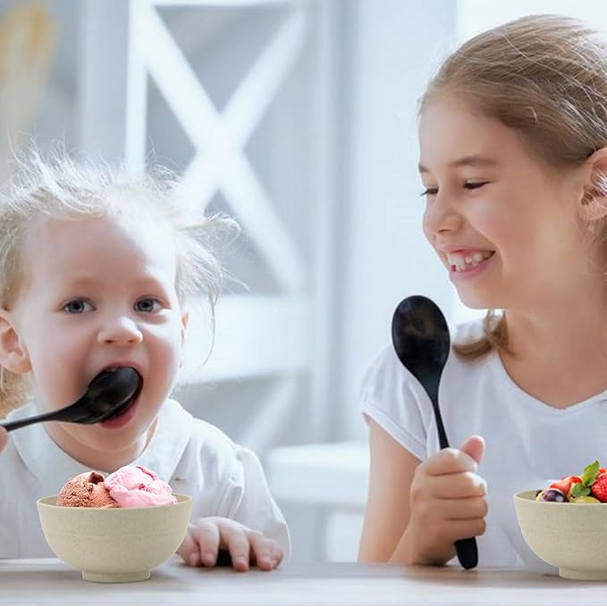 Wheat Straw Bowls Set of 8,10 OZ Small Bowls,Kids Bowls,Cereal Bowls,Plastic Bowls Reusable,Unbreakable Ice Cream Bowls for Dessert,Snack,BPA-Free,Dishwasher & Microwave Safe Bowls for Kitchen,Beige