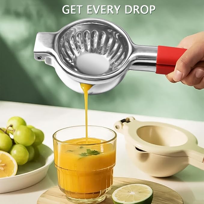 Lemon Squeezer Stainless Steel Citrus Juice Press Squeezer for Lemons and Limes with Silicone Handles Manual Juicer