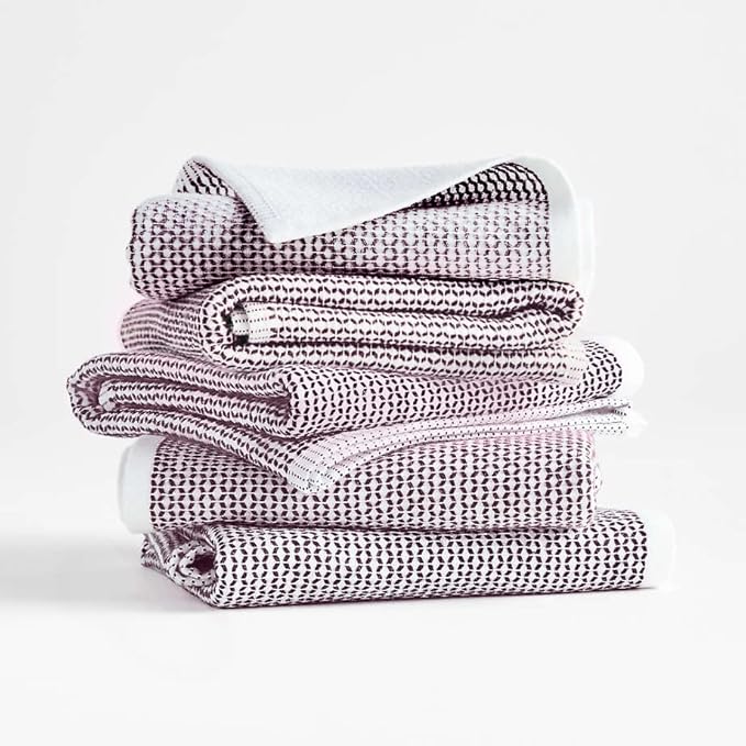 Realm 100% Cotton Dobby Textured Kitchen Dish Cloths | Eggplant Purple 13" x 13" Inch Soft, Plush & Absorbent Quick Drying Dish Towels (6 Pack)