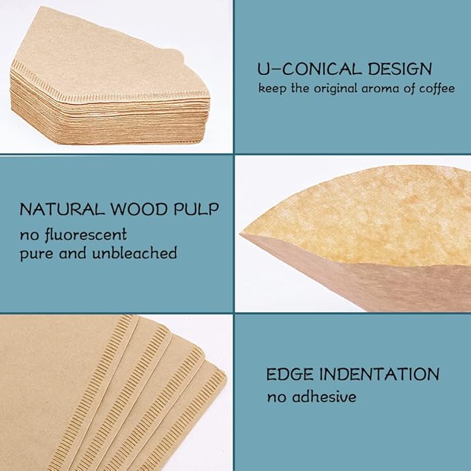 YQL #2 Cone Coffee Filter, 200 Count Coffee Filters 2 Cone Paper, Unbleached Disposable Coffee Filters Fit for Drip Coffee Maker