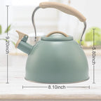 3.2 Quart Whistling Tea Kettle for Stove Top Stainless Steel Tea Pots With Wood Pattern Anti-slip Handle, Green…