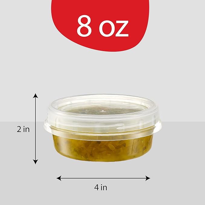 PLASTICPRO 6 Pack Twist Cap Food Storage Containers with Clear Screw on Lid- 8 oz Reusable Meal Prep Containers - Freezer and Microwave Safe Clear Plastic Food Storage