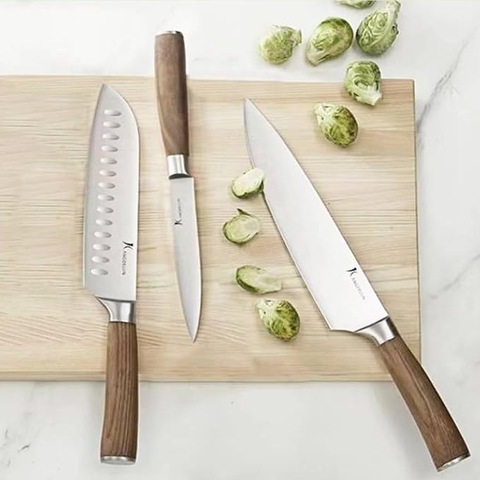 Natura Series 4 PCS Chef Knife Set with Gift Box, Ultra Sharp Kitchen Knives with Natural Wooden Handles