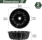 Homikit Nonstick Cake Pan 10 Inch, 2 Pack 10 Cups Heavy Duty Carbon Steel Fluted Tube Round Pans for Baking Pound Cakes, Jello, Brownie, Monkey Pumpkin Bread, Oven Safe & Easy Release, Black
