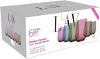 LAV Multicolor Stemless Wine Glasses Set of 6 - Drinking Cups 16 oz - Multicolor Glass Wine Tumblers - Colorful Glass Cups for Families - Drinking Glasses for Water, Juice, Beverages