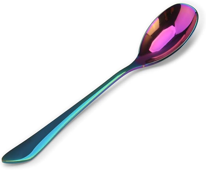 Rainbow Silverware Set, 20-Piece Stainless Steel Flatware Set with Round Edge, Kitchen Utensil Set Service for 4, Dishwasher Safe