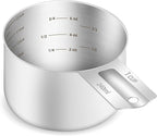 1PCS 1Cup (240ml, 8oz) Single Measuring Cup, Etched Inner Scale Stainless Steel Measure Scoop, Metric and US Measurement, Dishwasher Safe