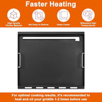 Full-Size Griddle Insert for Char-Griller 5050 3001 5650 3008 3030 3725, Flat Top Griddle with Handles for Chargriller Charcoal Grills, Cooking Griddles for Chargriller with 2 Pcs Fire Grate Hangers