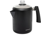 Mixpresso Black Stainless Steel Coffee Percolator Stovetop, 37oz Classic Percolator Coffee Pot, Great For Camping Pot, 5-8 Cup Stove Top Espresso Maker, Cool-Touch Handle