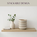 Ceramic Cereal Bowls Set of 4, 21 oz Stoneware Bowls for Soup, Salad, Dessert or Ice Cream - Stackable, Dishwasher & Microwave Safe, Small Rustic Bowls for Kitchen -Terracotta/Reactive Glaze