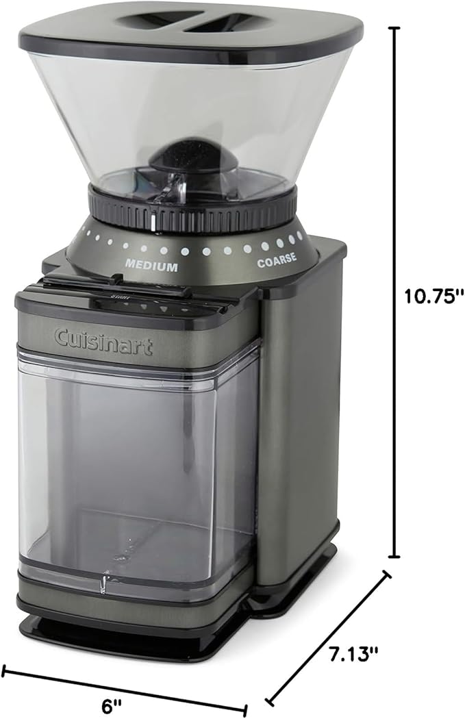 Cuisinart Coffee Grinder, Electric One-Touch Automatic Burr Coffee Grinder with 18-Position Grind Selector, Cup Size Selector for 4 – 18 Cups, Black Stainless Steel