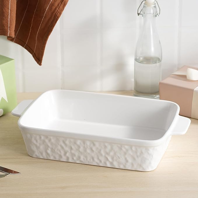 Casserole Dish for Oven, 4.2 QT Baking Dish, 9x13 Large Porcelain Baking Pan, Durable Rectangular Lasagna Pan Deep with Handles, Microwave Oven Safe