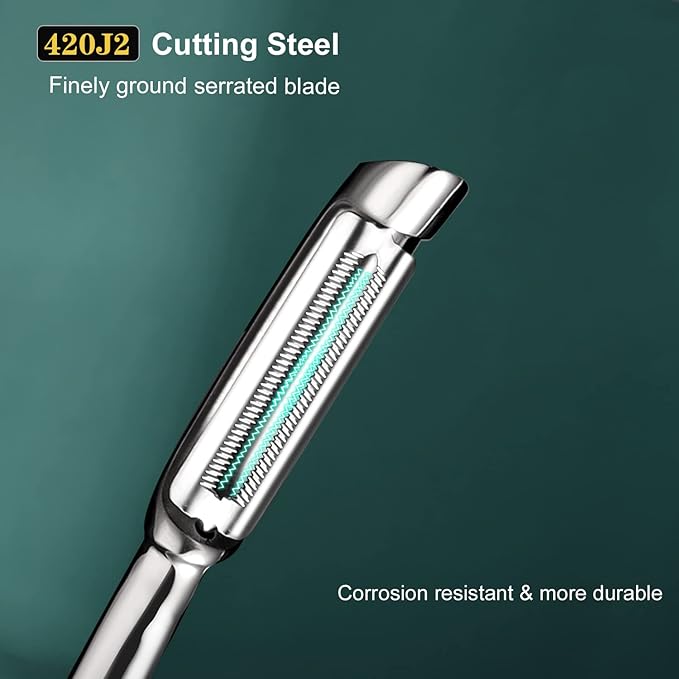 Vegetable Peeler Stainless Steel，Ultra Sharp Potato Peelers for Kitchen, Premium Veggie Fruit Peeler, Carrot Peeler, Rotary Serrated Blade, Thickened Non-Slip Ergonomic Handle(5-year warranty)