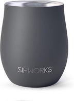 Sipworks Insulated Whiskey Tumbler - 8 oz Stainless Steel Bourbon Lowball Tumbler with Double Walled Vacuum Insulation - Spill Resistant Cocktail Nosing Glass Mug | Travel & Parties - Iron Smoke