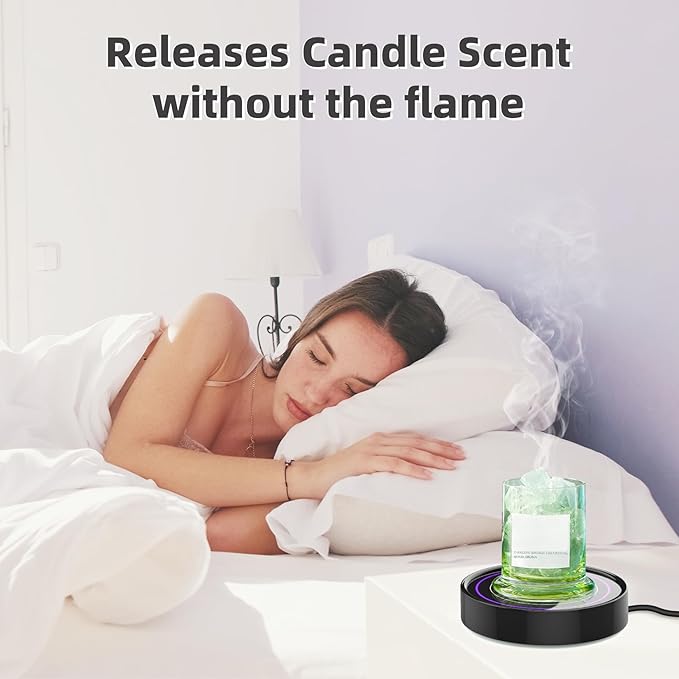 Coffee Warmer with Mug Set - Electric Beverage Cup Warmer for Desk Office Home Use, Candle Warmer Heating Plate with Gravity Switch Auto Shut Off (Up to 131F/55C), 12oz (Purple Set)