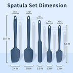 Coukre Silicone Spatula Set of 5,High Temperature Resistant, Food Grade Silicone, Dishwasher Safe, for Baking, Cooking (Pure Dark Blue)