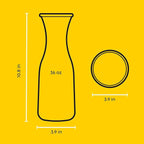 JoyJolt Glass Carafe with Lid, Set of 4 – 1 Liter Glass Pitcher for Mimosa Bar, Water, Iced Tea, Juice, Wine, Lemonade, Milk – Dishwasher Safe Beverage Drink Dispensers for Brunch, Parties