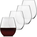 Libbey Signature Red Wine Glasses Set of 4, Elegant, Dishwasher Safe Glass Stemless Wine Glasses, Elegant Wine Glasses for Weddings, Birthdays & More