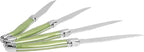French Home Laguiole 4-Piece Steak Knife Set – Sophisticated Stainless Steel Dinner Knives with Spring Grey Handles & Iconic Bee Emblem – Serrated Knives for Smooth Cutting (9.25")