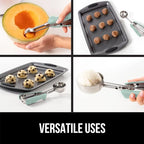 Gorilla Grip Stainless Steel Cookie Scoop for Baking, 2 TSP, Multipurpose Melon Baller, Meatball Spring Scoops, Perfect Portion Sizes, Easy Food Release, Scooper Size 100, BPA-Free Kitchen Tool, Mint