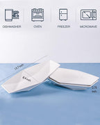 DELLING 13.7 inch Serving Platter, Geometric Serving Plates, White Porcelain Platters for Serving Food, Serving Trays for Party, Entertaining, Appetizer, Fruit, Salad, Oven Safe Dinnerware Set of 3