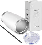 VEGOND 20oz Tumbler with Lid and Straw Stainless Steel Tumbler Cup Vacuum Insulated Double Wall Travel Coffee Mug Powder Coated Coffee Cup(White 1 Pack)
