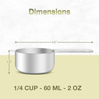 1PCS 1/4Cup (60ml, 2oz) Single Measuring Cup, Etched Inner Scale Stainless Steel Measure Scoop, Metric and US Measurement, Dishwasher Safe