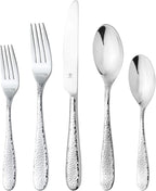 Hammered Silverware Set | Premium 18/10 Stainless Steel Flatware Service for 12 | Heavy-Duty & Dishwasher Safe | Built to Last (60-Piece, Fidenza Hammered)