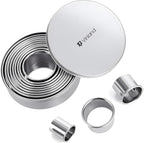 12-Piece 304 Stainless Steel Biscuit Cutter Set - Round Cookie Cutters for Baking (1/2/3/4/5 Inch) with Storage Box, Dough Pastry Cake Circle Cutting Ring Molds, Non-Rust & Dishwasher Safe