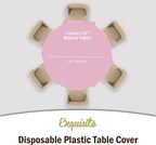 Exquisite 12-Pack Premium Plastic Tablecloth 84in. Round Table Cover - Pink