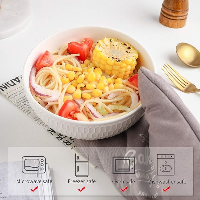 KOOV 24 Ounce Soup Bowl Set, Porcelain Cereal Bowls Microwave And Dishwasher Safe, Kitchen Bowls For Oatmeal Breakfast, Chip, Rice, Ceramic Bowl Set of 4 (Multi Color)