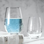 SHOSHIN Stemless Wine Glass, 18Oz Wine Glasses Set of 4, Hand Cut Premium Unique Wine Glasses, Crystal Wine Glass for Red and White Wine, Handmade Gifts for Women, Men and Friends