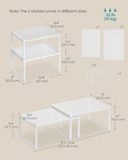 SONGMICS Spice Racks, Set of 2 Metal Cabinet Shelf Organizers, Countertop Organizers, Shelf Risers, Stackable, Expandable, White UKCS01WT