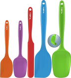Walfos Silicone Spatula -600°F Heat Resistant Kitchen Scraper Spatulas, Strong Steel Core and One-Pieces Design, for Cooking Mixing Baking - BPA Free and Dishwasher Safe, Multicolor set of 5