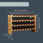 36 Bottle Bamboo Stackable Freestanding Wine Rack, No Tools Assembly, Durable, Wine and Liquor Bottle Storage for Small Spaces