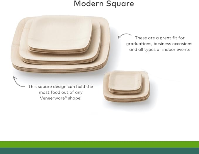 Bambu Pack of 100-7 Inch Disposable Bamboo Plates Square, Biodegradable Eco Friendly Products, Bamboo Disposable Plates for Party, Weddings, and Events, Great For Any Occasion - Bulk Case