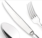 Semi-Matte Design Flatware, Silverware Set for 8 persons, 40 Piece - Spoons, Forks, and Knives 18/10 Stainless Steel, Dishwasher Safe