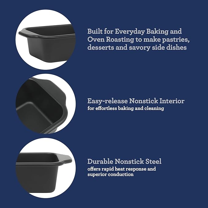 Oster Teston 9 Inch x 5 Inch Nonstick Carbon Steel Loaf Pan - Matte Black