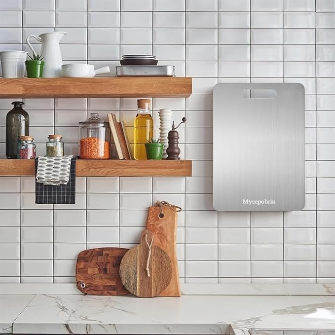 Katuchef Titanium Cutting Board, Katu Chef 100% Pure Apex Titanium Cutting Boards for Kitchen, Double Sided Chopping Board for Cutting Meat Vegetable Fruit, Durable Dishwasher Safe(S:11.42L*7.87W)