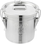 DYNAMI 304 Stainless Steel Containers With Lid,202oz Airtight Flour Container for Kitchen,5-10lbs Metal Airtight Canisters Milk Jug Coffee Bean Cookies Canisters w/Locking Clamp (6L/1.6Gal)