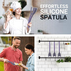 Silicone Egg Flipper Spatula Tongs (Set of 1) – Non-Stick 2-in-1 Grip & Flip Kitchen Tongs for Pancakes, Fish, Eggs, and More – Heat Resistant Cooking Tool (Black) (Purple)