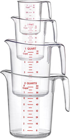Amazing Abby - Melissa - Unbreakable Plastic Measuring Cups (4-Piece Set), Food-Grade Measuring Jugs, 1/2/4/8-Cup Capacity, Stackable and Dishwasher-Safe, Great for Oil, Vinegar, Flour, More