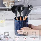 KOOV Kitchen Utensil Holder, Large Ceramic Utensil Crock, Deep and Stable, Containers for Household or Kitchen Use (Aegean)