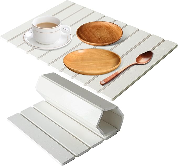 Large Stone Dish Drying Mats for Kitchen Counter, 24"(L)×16"(W) Quick Dry Collapsible Dish Drying Mat with Towel Sanding Absorbent Diatomaceous Earth Mat for Dishes Bottles Cups, Match Any Countertop