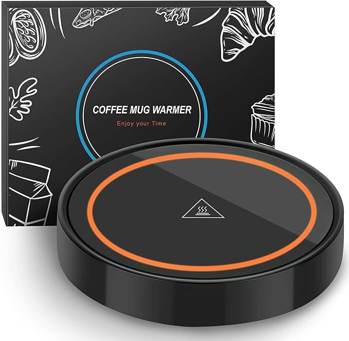 Coffee Mug Warmer for Desk,Heating Plate Electric Cup Warmers for Men Women Adult (D + Orange Light)