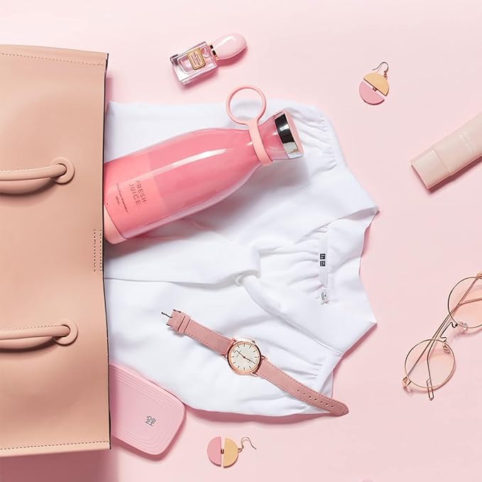 OTPEIR Portable Blender for Shakes and Smoothies with 11.83 Oz Travel Cup and Lid,Durable Stainless Steel Blades for Juice Blending Performance, Pink