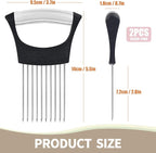 2PCs Stainless Steel Onion Slicer Holder, Onion Cutter Holder for Slicing of Onions,Tomatoes,Avocados,Eggs and Other Vegetables,KItchen Utensils (Pink & Black)