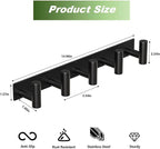 Coat Rack Wall Mounted with 5 Hooks,Metal Wall Hooks for Hanging Towel Coat Bag, Stainless Steel Coat Hooks Hat Rack Coat Hanger Towel Hooks for Entryway Bathroom Kitchen (Black, 2 Packs)