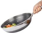 12.5" 316L Stainless Steel Honeycomb Non Stick Wok Pan Stir-fry Wok with Lid,Skillet with Stay-cool Handle PFOA Free Suitable for Induction, Ceramic, Electric, and Gas Cooktops